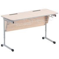 Стол ученический двухместный с наклоном столешницы (0-24°) и корзиной - fgospostavki.ru - Владивосток