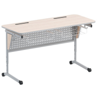 Стол ученический двухместный с перфорированной панелью, наклоном столешницы (0-24°) и корзиной - fgospostavki.ru - Владивосток