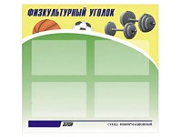 Стенд информационный "Физкультурный уголок" (80х75 сантиметров, 4 кармана, алюминиевый профиль) - fgospostavki.ru - Владивосток