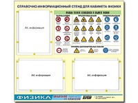 Стенд информационный "Правила техники безопасности в кабинете физики" (75*70, 3 кармана) - fgospostavki.ru - Владивосток