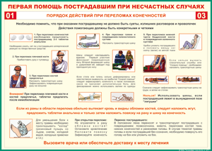 Таблица "Порядок действий при переломах конечностей" (100х140 сантиметров, винил) - fgospostavki.ru - Владивосток