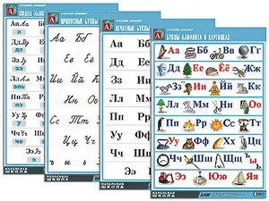 Комплект таблиц "Русский алфавит" (4 таблицы, формат А1, матовое ламинирование) - fgospostavki.ru - Владивосток