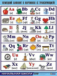 Таблица демонстрационная "Немецкий алфавит в картинках" (винил 100*140) - fgospostavki.ru - Владивосток