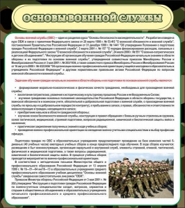 Стенд "Основы военной службы" - fgospostavki.ru - Владивосток