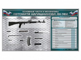Электрифицированный стенд "Основные части и механизмы автомата Калашникова АК-74М" с полноразмерными, оригинальными макетами деталей и механизмов под стеклом - fgospostavki.ru - Владивосток