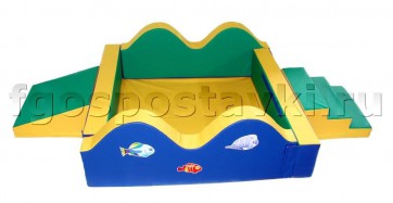 Сухой бассейн "Волна-1" 1,5х1,5м с аппликацией лестницой и скатом - fgospostavki.ru - Владивосток